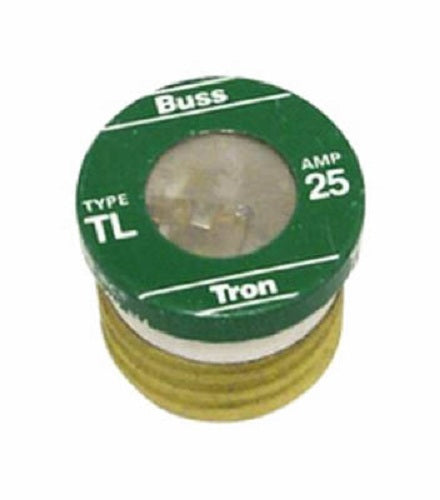 Cooper Bussmann TL-25PK4 Type TL Plug Fuse, 25 Amp, 125 Volts, 4-Pack