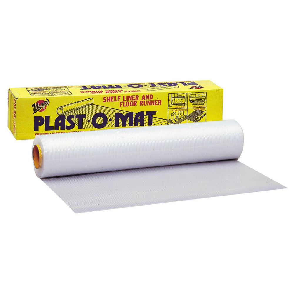 Warp's PM-50 Plast-O-Mat Ribbed Shelf Liner & Floor Runner, 30" x 50', Clear