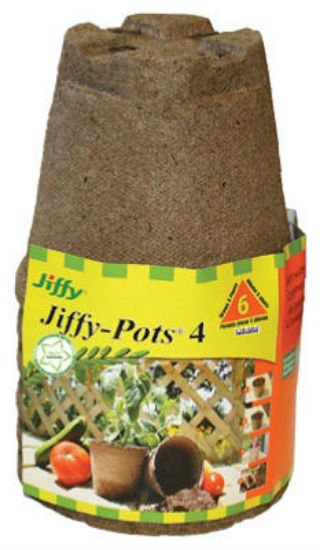 Jiffy® JP406 Biodegradable Round Peat Pot, 4", 6-Pack