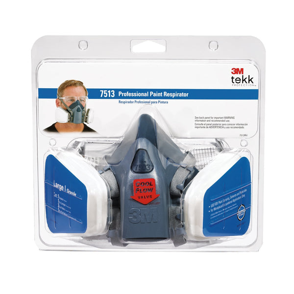 3M 7513PA1-A-PS Tekk Protection Professional Paint Spray Respirator, Large