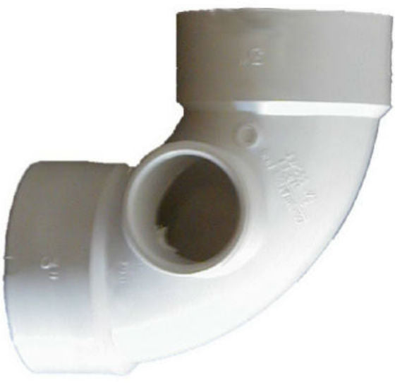 Genova 73131 DWV 90° Schedule 40 Elbow w/ Side Inlet, 3" x 3" 1½"/2"