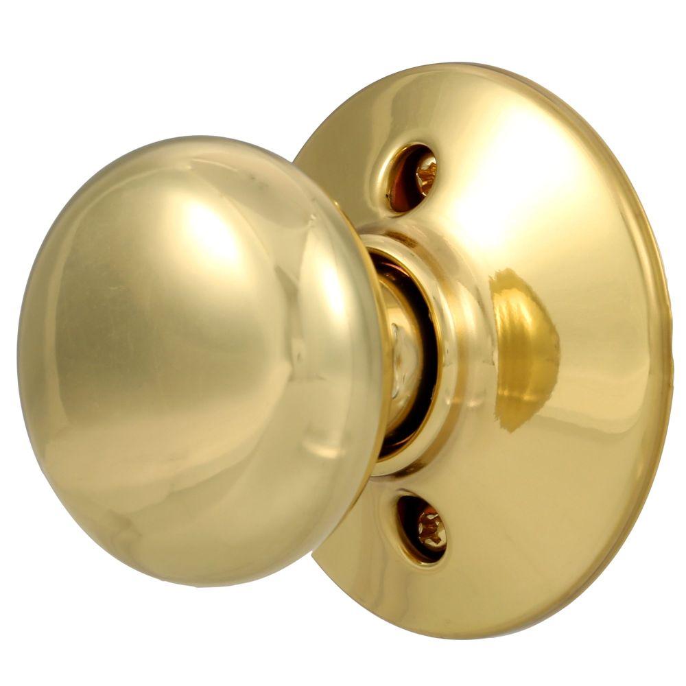 Schlage F170PLY605 Plymouth Design Dummy Lockset Knob, Bright Brass