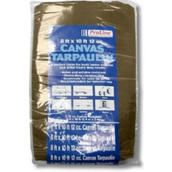 Proline K-CT0810B Tan/Brown Canvas Tarp, 8' x 10', 12 Oz