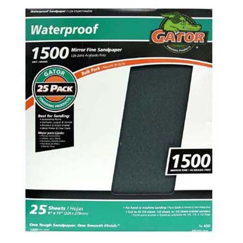 Gator 4237 Waterproof Sanding Sheet, 1500 Grit, 9" x 11"