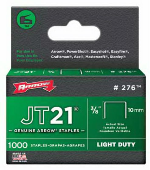 Arrow Fastener 276 Staple for JT-21, 3/8" (1000-Pack)