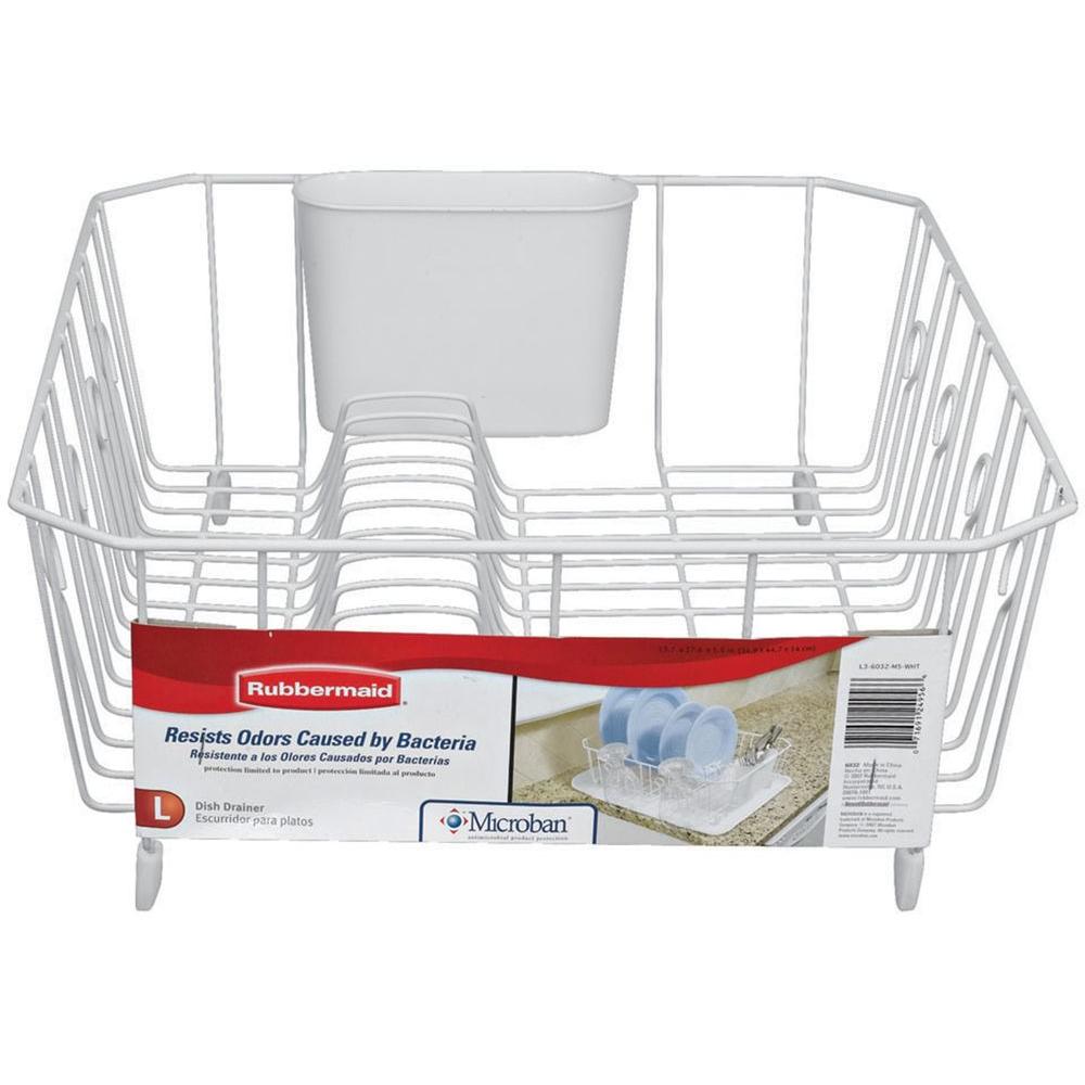 Rubbermaid 6032 AR WHT Microban Coated Wire Dish Drainer White rubbermaid-6032-ar-wht-microban-coated-wire-dish-drainer-white