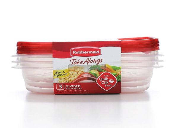 Rubbermaid® 7F57-RE-TCHIL TakeAlongs® Divided Food Container, 3.7 Cup, 3-Piece