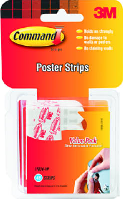 Command 17024-TVP Poster Strips Value Pack, White, 60-Count