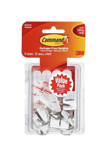 Command 17067-VP Small Wire Hooks Value Pack, 9 Hooks & 12 Strips