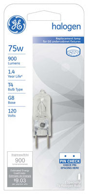 GE Lighting 97666 Single-Ended 2-Pin G8 Base T4 Quartz Halogen Bulb, 75W
