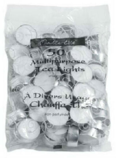 Candle Lite® 4231595 Unscented Tea Light Candle, 50-Pack