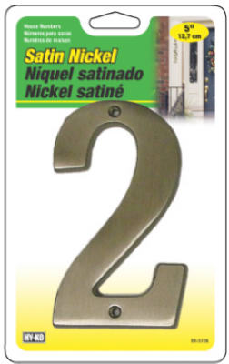 Hy-Ko BR-51SN/2 Prestige Series House Number 2 Sign, 5", Satin Nickel