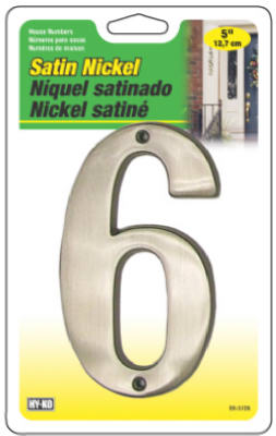 Hy-Ko BR-51SN/6 Prestige Series House Number 6 Sign, 5", Satin Nickel