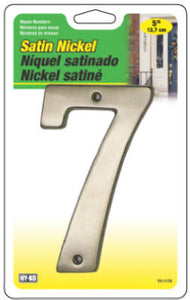 Hy-Ko BR-51SN/7 Prestige Series House Number 7 Sign, 5", Satin Nickel