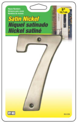 Hy-Ko BR-51SN/7 Prestige Series House Number 7 Sign, 5", Satin Nickel