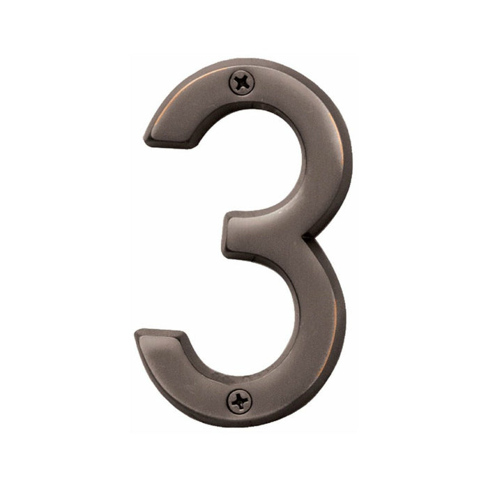 Hy-Ko BR-42OWB/3 Prestige series House Number 3 Sign, 4", Bronze Finish