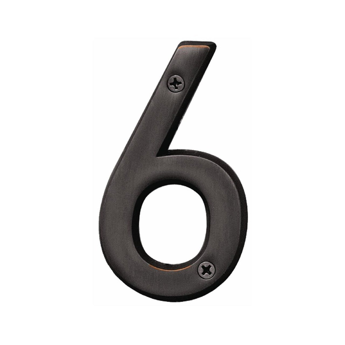 Hy-Ko BR-42OWB/6 Prestige series House Number 6 Sign, 4", Bronze Finish