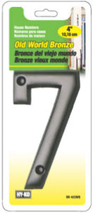 Hy-Ko BR-42OWB/7 Prestige series House Number 7 Sign, 4", Bronze Finish