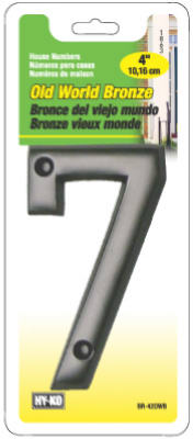 Hy-Ko BR-42OWB/7 Prestige series House Number 7 Sign, 4", Bronze Finish