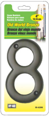 Hy-Ko BR-42OWB/8 Prestige series House Number 8 Sign, 4", Bronze Finish