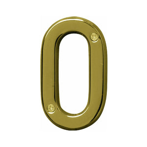 Hy-Ko BR-42PB/0 Prestige Series House Number 0 Sign, 4", Polished Brass