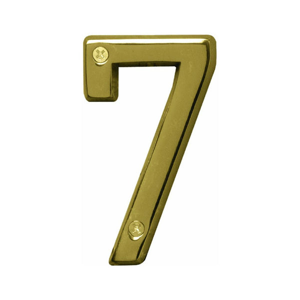 Hy-Ko BR-42PB/7 Prestige Series House Number 7 Sign, 4", Polished Brass