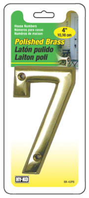 Hy-Ko BR-42PB/7 Prestige Series House Number 7 Sign, 4", Polished Brass