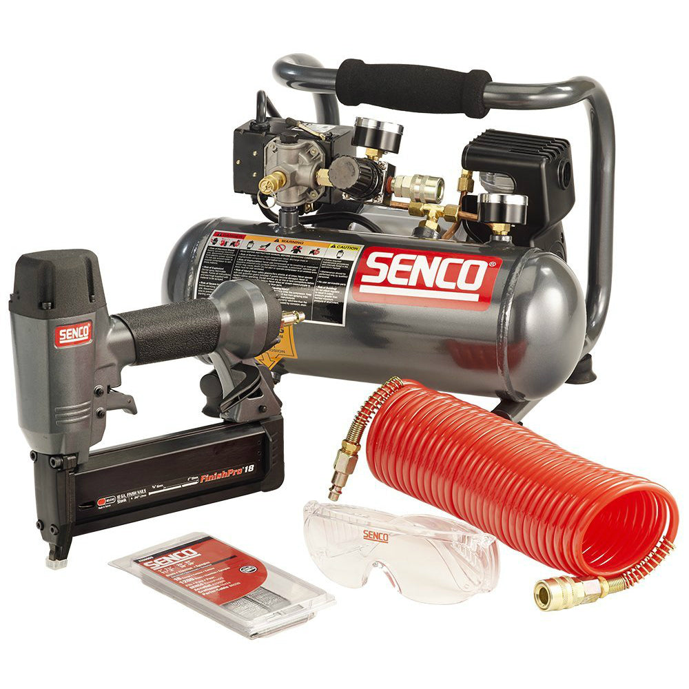 Senco® PC0947 FinishPro®18 Brad Nailer & PC1010 Compressor Combo Kit, 2", 18-Gau.