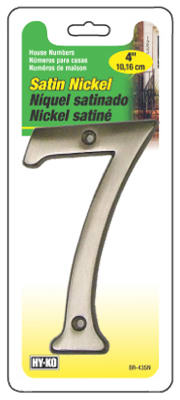 Hy-Ko BR-43SN/7 Prestige Series House Number 7 Sign, 4", Satin Nickel