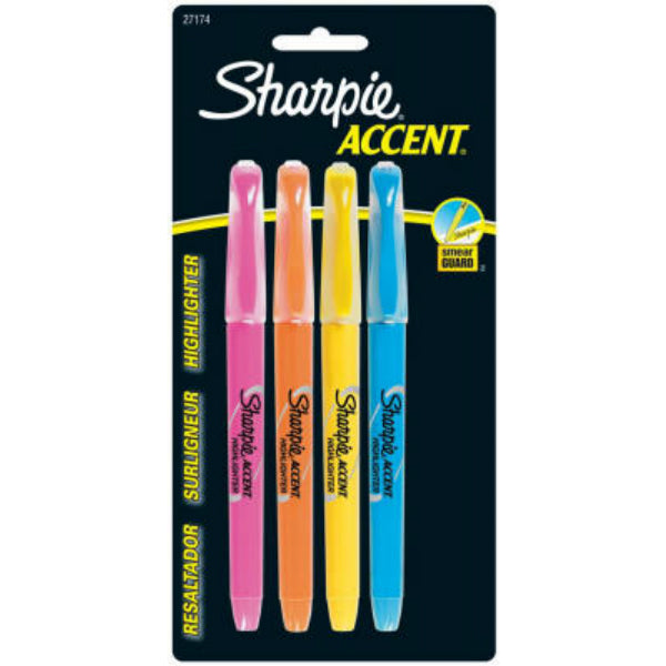 Sharpie® 27174PP Accent® Pocket Highlighter, Assorted Colors, 4-Pack