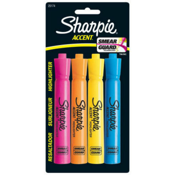 Sharpie 25174PP Accent Highlighter, Assorted Colors, 4-Pk