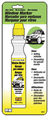 Hy-Ko 40611 Non-Toxic Removable Window Marker, Yellow