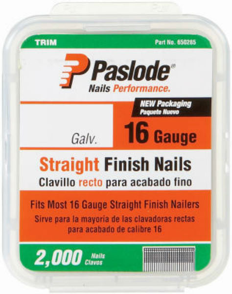 Paslode® 650287 Galvanized Straight Finish Nails, 2-1/2", 16-Gauge 2000-Count