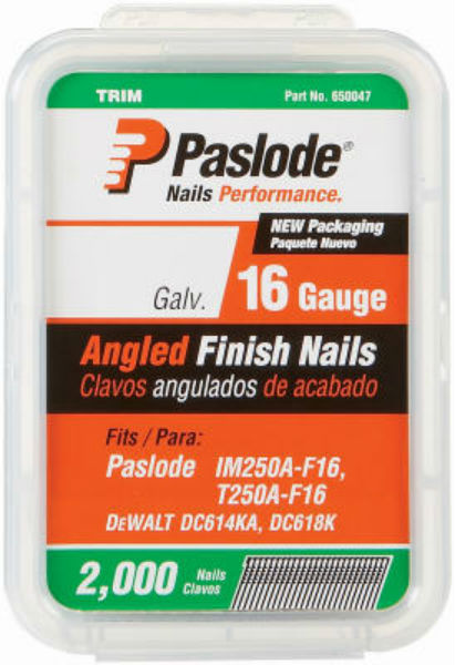 Paslode® 650047 Angled Galvanized Finish Nail, 2", 16-Gauge, 2000-Count