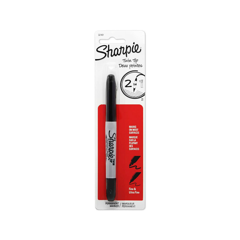 Sharpie® 32101 Twin Tip Permanent Marker with Quick-Drying Ink, Black