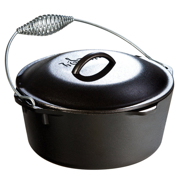 Lodge L8DO3 Pre-Seasoned Cast Iron Dutch Oven with Spiral Bail Handle, 5 Qt