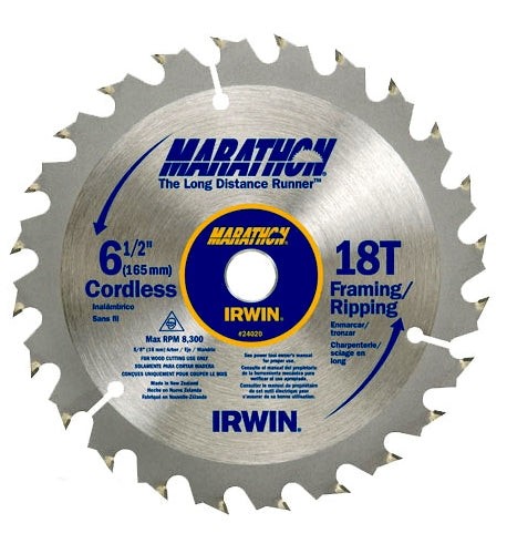 Irwin Tools 24020 Carbide Tipped Marathon® Circular Saw Blade, 6-1/2", 18T