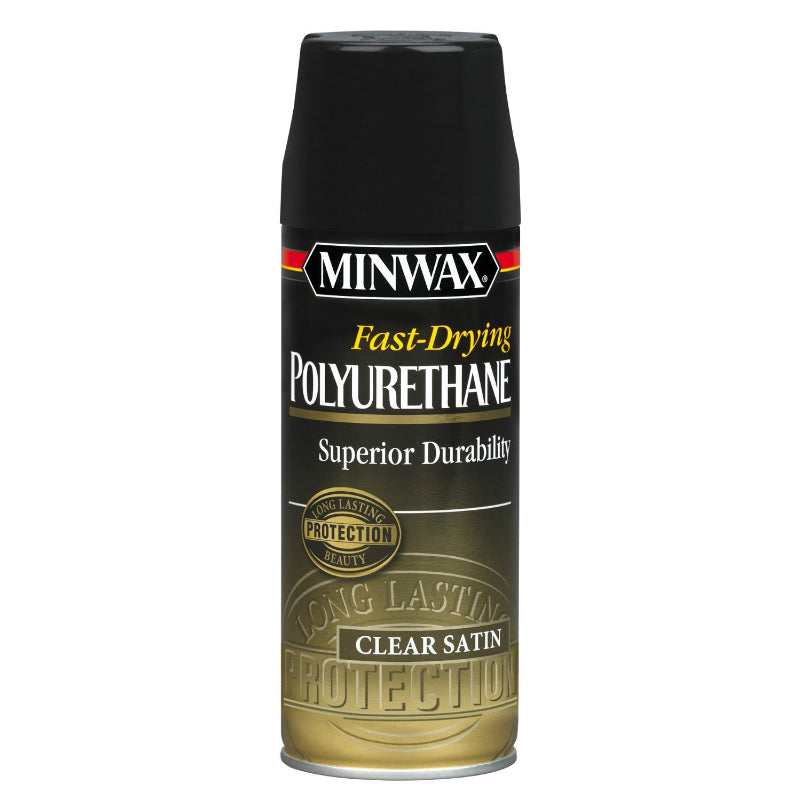 Minwax 33060 Fast-Drying Polyurethane Finish, 11.5 Oz Aerosol, Clear Satin