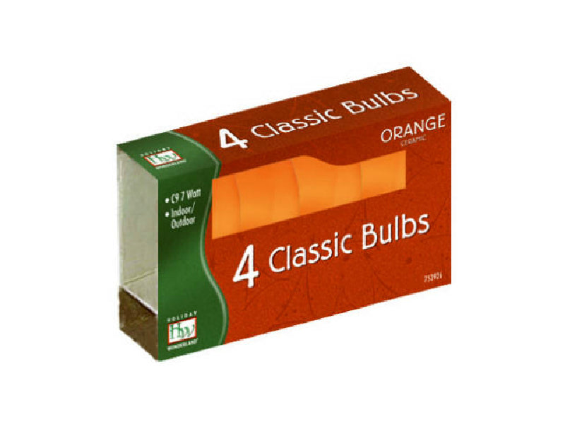 Holiday Wonderland 1094O-88 Xmas C9 Ceramic Replacement Bulbs, Orange