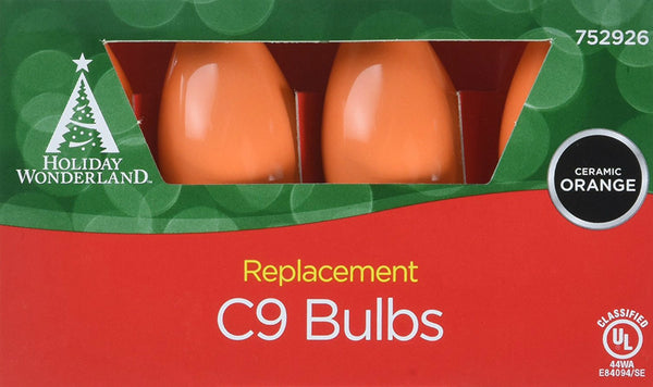 Holiday Wonderland 1094O-88 Xmas C9 Ceramic Replacement Bulbs, Orange