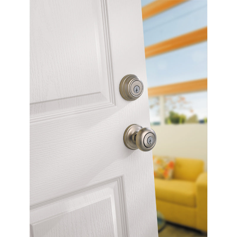 Kwikset® 991J-15-SMT-CP-K4 Juno Knob & Single Cylinder Combo Pack, Satin Nickel