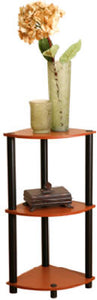 Momentum Furnishings Corner Shelf, 3-Tier, Cherry With Black Accents