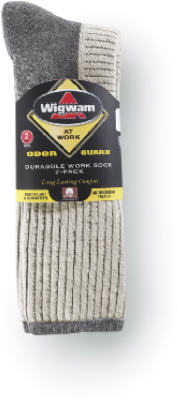 Wigwam S1349-902-MD Mens At Work DuraSole Pro Sock, Medium, White/Gray, 2-Pack