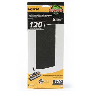 Gator 7158 Drywall Hook & Loop Sandpaper, 120 Grit, 4.5" x 10.5"