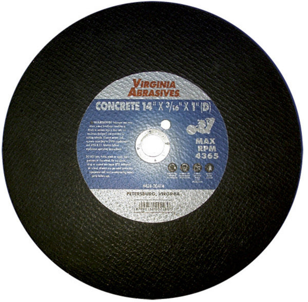 Virginia Abrasives™ 424-20414 Bonded Masonry Cutoff Wheel, 14" x 3/16" x 1"