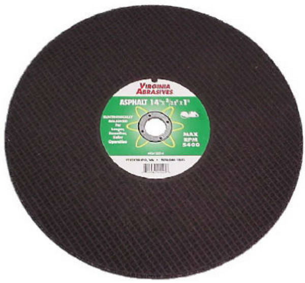 Virginia Abrasives™ 424-23142 Asphalt Bonded Cut Off Wheel, 14" x 1/4" x 1"-D