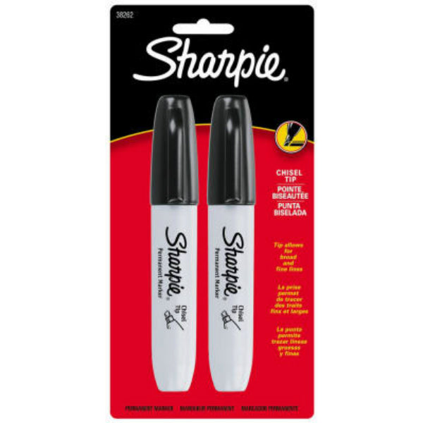 Sharpie® 38262 Chisel Tip Permanent Marker, Black, 2-Pack