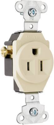 Pass & Seymour Heavy-Duty Spec Grade Single Receptacle, 15A, 125V, Ivory