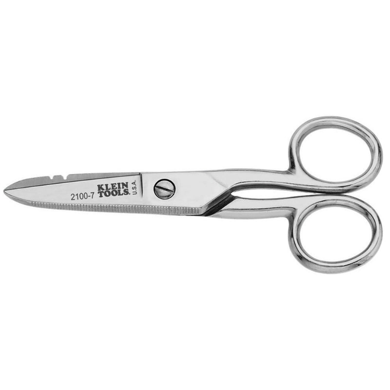 Klein Tools 2100-7 Electricians Scissors Stripping Notches, 5-1/4"