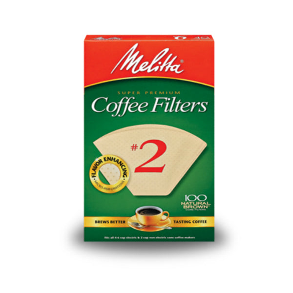 Melitta® 622752 Cone Coffee Filter, #2, Natural Brown, 100-Count